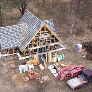 Eichen-Fachwerkhaus in Strausberg- Baustelle am 15. März 2016