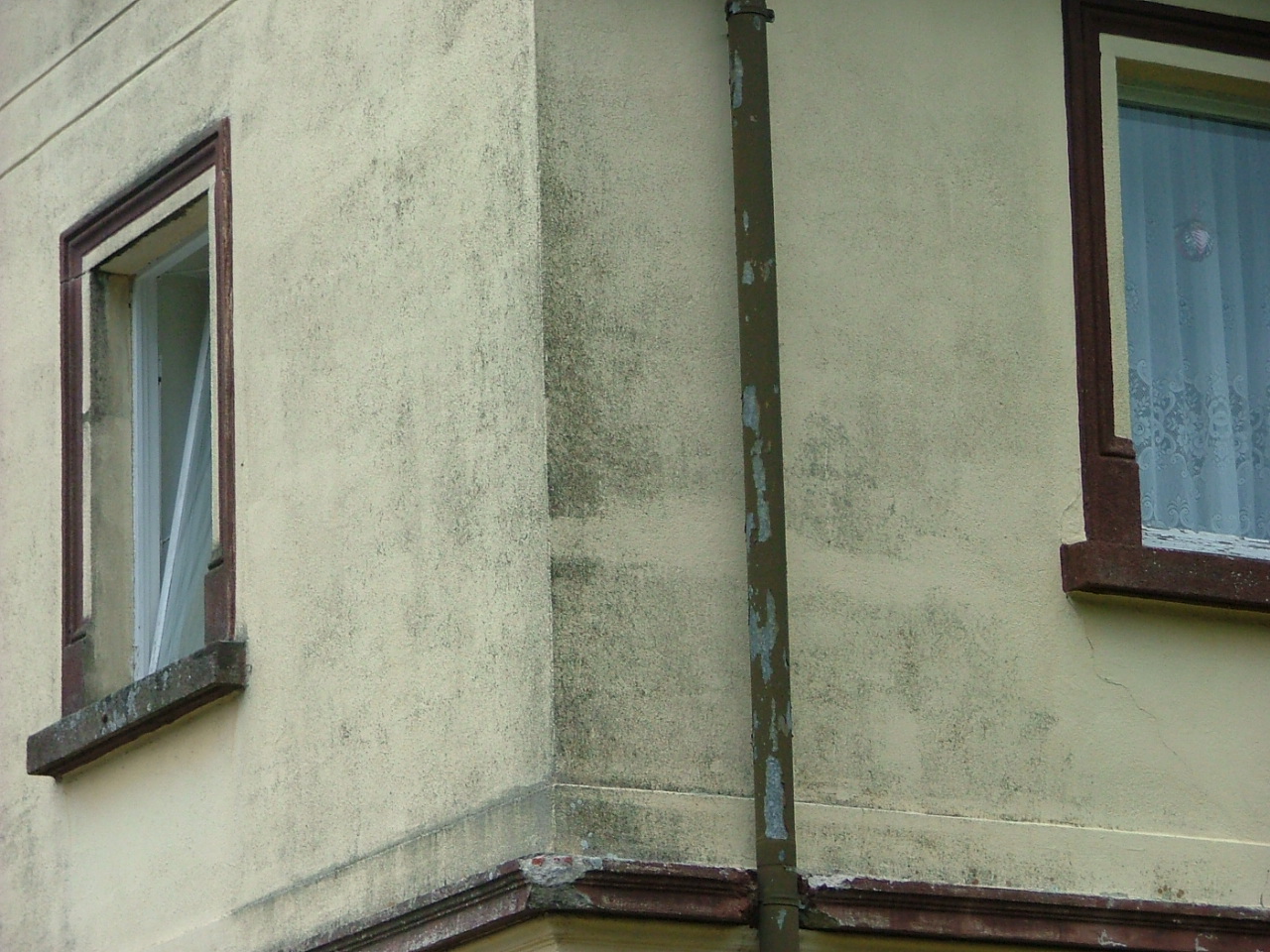 Fassade mit modernem Edelputz und Anstrich (Detail)