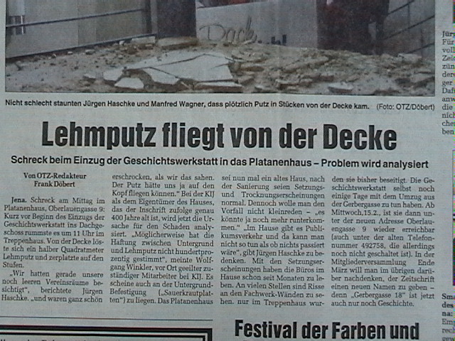 Zeitungsbericht &uuml;ber Bauschaden im Lehmbau