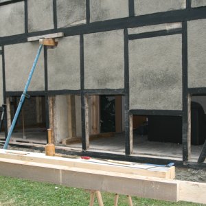 Sanierung Siedlerhaus/Detail Absteifung Giebel