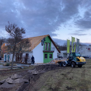 Massa-Musterhaus aus Chemnitz beim Abbau im Februar 2021