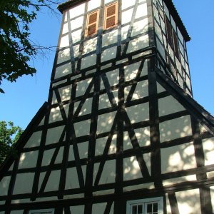 Fachwerkkirche in Luckow: Detail  Turm
