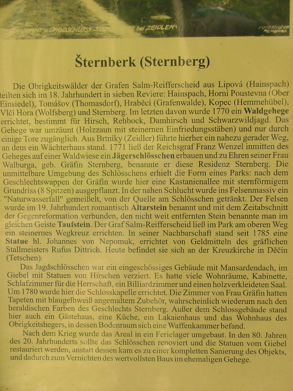 Geschichtstafel über Sternberg